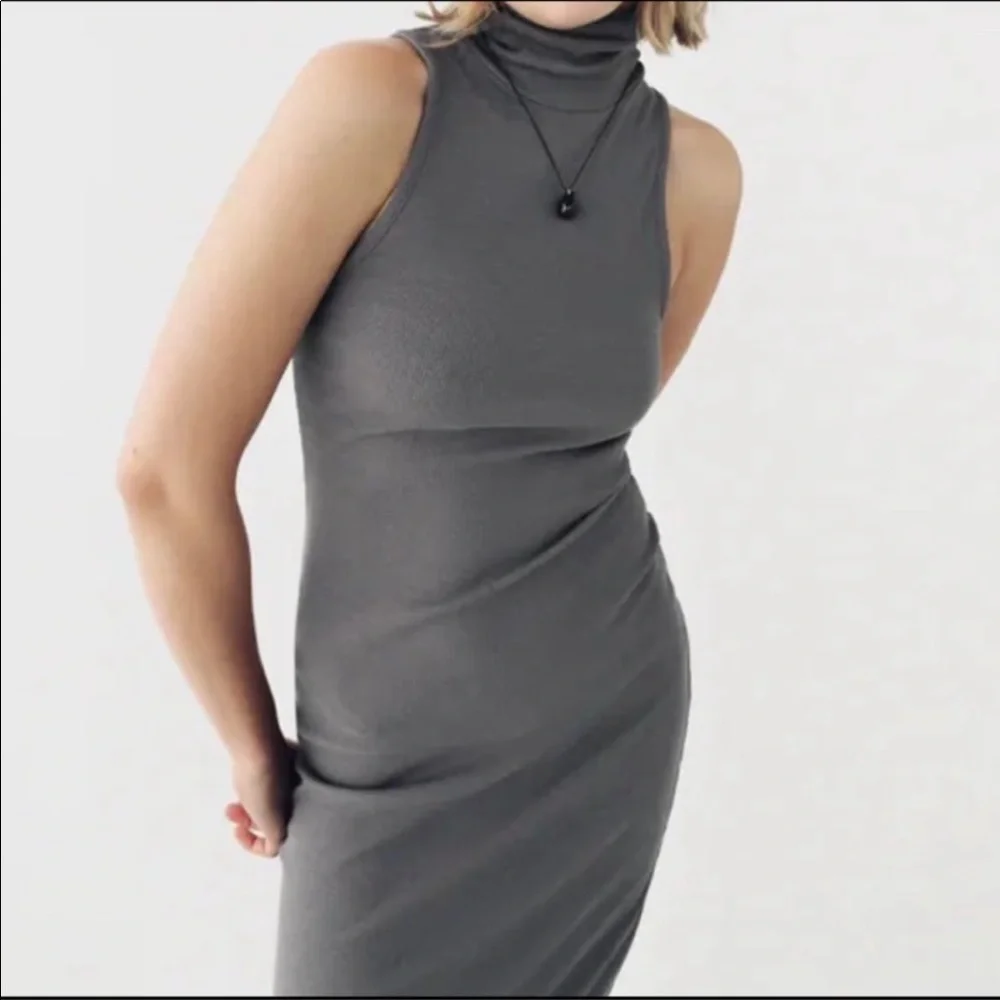 Zara RIBBED TURTLENECK DRESS - Picture 2 of 6